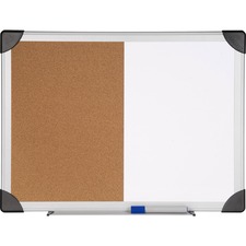 Lorell LLR 19290 Dry Erase Aluminum Frame Cork Combo Boards - 18 Heigh