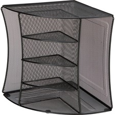 Lorell LLR 95252 Steel Mesh Corner Desktop Organizer - 2 Pocket(s) - B