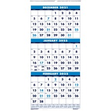 House HOD 3640 Three-month Vertical Wall Calendar - Monthly - 1.2 Year