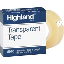 3m MMM 5910341296 Highland Transparent Light-duty Tape - 36 Yd Length 