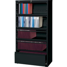 Lorell LLR 43513 Receding Lateral File With Roll Out Shelves - 5-drawe