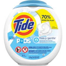 Procter PGC 89892 Tide Pods Free And Gentle Laundry Detergent - 72 - 1