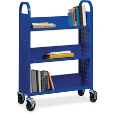 Lorell LLR 99934 Single-sided Steel Book Cart - 3 Shelf - Round Handle