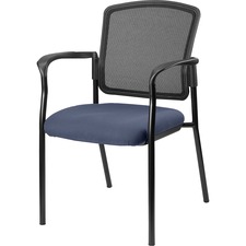 Lorell LLR 23100010 Mesh Back Guest Chair - Fabric Seat - Black Powder