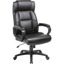 Lorell LLR 41844 Soho High-back Leather Executive Chair - Black Bonded