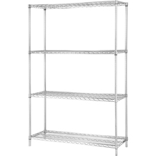 Lorell LLR 84181 Industrial Chrome Wire Shelving Starter Kit - 48 Widt