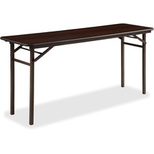 Lorell LLR 60725 Mahogany Folding Banquet Table - Mahogany Rectangle T