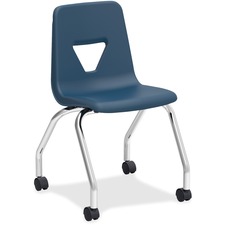 Lorell LLR 99910 Classroom Mobile Chairs - Four-legged Base - Navy - P