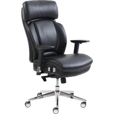 Lorell LLR 50194 Lumbar Support High-back Chair - Black Bonded Leather