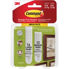 3m MMM 1720928ES Command Picture Hanging Strips Mega Pack - 3 Lb (1.36