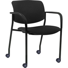 Lorell LLR 83115 Stack Chairs With Plastic Back  Fabric Seat - Black F