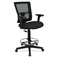 Lorell LLR 4310049 Mesh Back Drafting Stool - Insight Ebony Seat - Bla