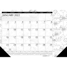 House HOD 1876 Doodle Monthly Desk Pad - Julian Dates - Monthly - 1 Ye