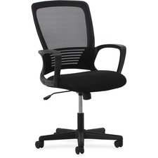 Lorell LLR 54857 Sandwich Seat Mesh Mid-back Chair - Mid Back - Black 