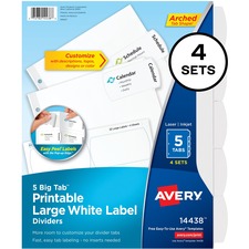 Avery AVE 14438 Averyreg; Big Tab Printable Large White Label Dividers