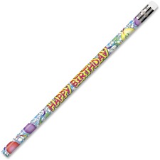 Moon MPD 7940B Happy Birthday Design No. 2 Pencils - 2 Lead - Silver W