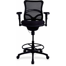 Lorell LLR 20992 Mesh Back Stool - Fabric Seat - Black Plastic Frame -