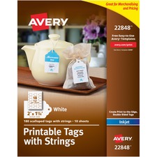 Avery AVE 22848 Averyreg; Printable Tags - Scallop Edge - 2 Length X 1