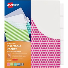 Avery AVE 07708 Averyreg; Big Tab Insertable Plastic Pocket Dividers -