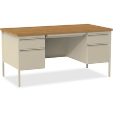 Lorell LLR 60926 Fortress Series Double-pedestal Desk - Rectangle Top 