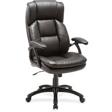 Lorell LLR 59535 Black Base High-back Leather Chair - Bonded Leather S