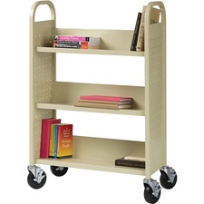 Lorell LLR 49204 Single-sided Book Cart - 3 Shelf - 200 Lb Capacity - 