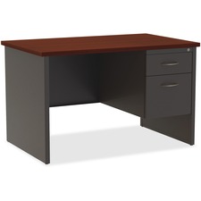 Lorell LLR 79148 Mahogany Laminatecharcoal Modular Desk Series Pedesta