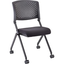 Lorell LLR 41848 Nesting Folding Chair - Black Fabric Seat - Black Pla