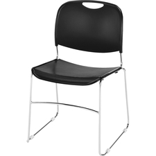 Lorell LLR 42938 Lumbar Support Stacking Chair - Black Polymer Seat - 