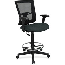 Lorell LLR 43100076 Mesh Back Drafting Stool - Fabric Seat - Black Fra