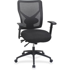 Lorell LLR 84589 Multi-task Control Mesh Back Chair - Black Fabric, Fo