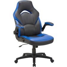 Lorell LLR 84386 Bucket Seat High-back Gaming Chair - Black, Blue Seat