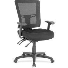 Lorell LLR 85563 Swivel Mid-back Mesh Chair - Black Fabric Seat - Blac