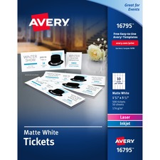 Avery AVE 16795 Averyreg; Blank Printable Perforated Raffle Tickets - 