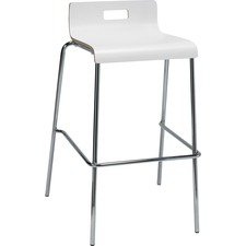 Lorell LLR 99589 Bentwood Low Back Cafe Stool - Tubular Steel Frame - 