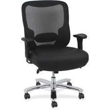 Lorell LLR 62618 Big  Tall Mid-back Leather Task Chair - Bonded Leathe