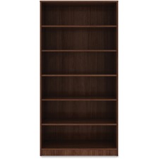 Lorell LLR 99792 Walnut Laminate Bookcase - 72 Height X 36 Width X 12 