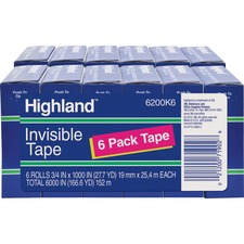 3m MMM 6200341000BD Highland 34w Matte-finish Invisible Tape - 27.78 Y