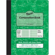 Pacon PAC MMK37162 Pacon Dual Ruled Composition Book - Plain - Quad Ru