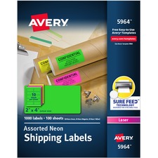 Avery AVE 5964 Averyreg; High Visibility Neon Shipping Labels - Perman