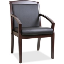 Lorell LLR 20015 Sloping Arms Wood Guest Chair - Black Bonded Leather 