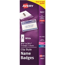 Avery AVE 74651 Averyreg; Top-loading Clip Style Name Badges - Support