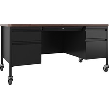 Lorell LLR 66945 Fortress Series Walnut Top Teacher's Desk - 60 X 30 X