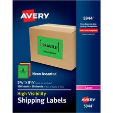 Avery AVE 5944 Averyreg; High Visibility Neon Shipping Labels - Perman