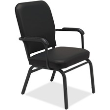 Lorell LLR 59600 Fixed Arms Vinyl Oversized Stack Chairs - Black Vinyl