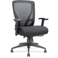 Lorell LLR 40204 Fabric Seat Mesh Mid-back Chair - Black Fabric Seat -