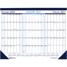 House HOD 136 3-month View Monthly Desk Pad Calendar - Julian Dates - 