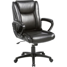 Lorell LLR 81801 Soho High-back Leather Chair - Black Bonded Leather S