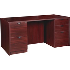 Lorell LLR PD3060DPMY Prominence 2.0 Mahogany Laminate Double-pedestal