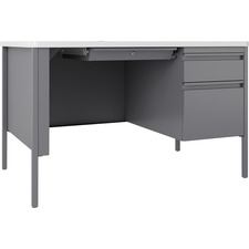 Lorell LLR 66940 Fortress Whiteplatinum Steel Teachers Desk - 48 X 30 